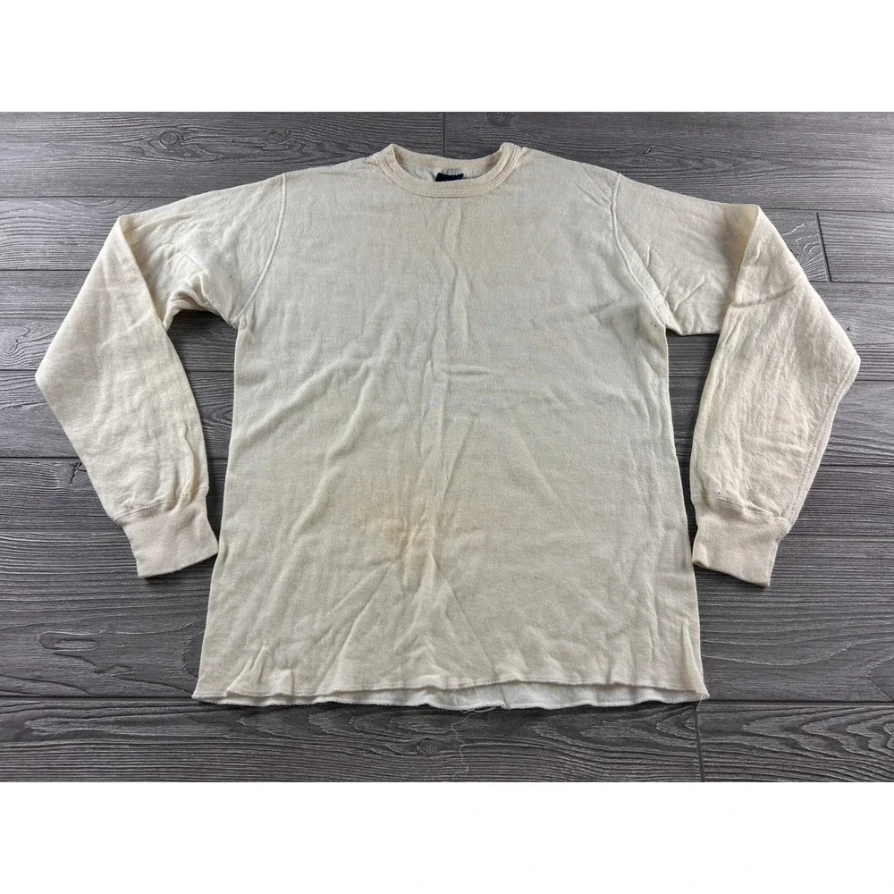 Vintage Duofold Thermal Shirt Mens XL Cream Wool Blend Long Sleeve Made in USA